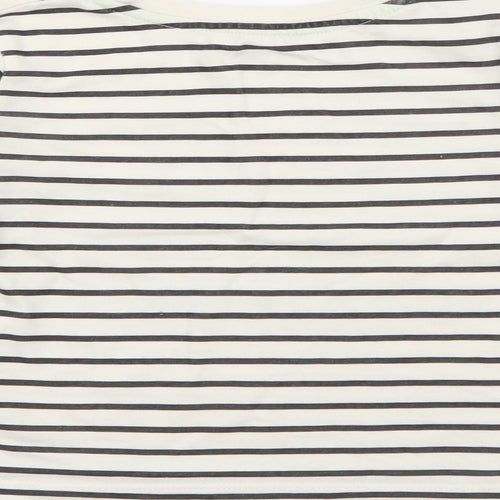 Dunnes Stores Baby White Striped Cotton Pullover T-Shirt Size 18-24 Months Crew Neck