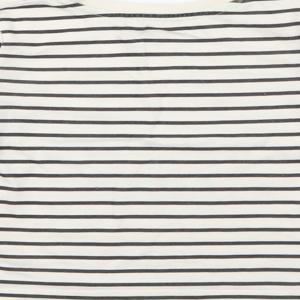 Dunnes Stores Baby White Striped Cotton Pullover T-Shirt Size 18-24 Months Crew Neck