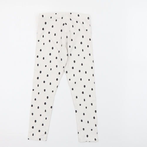 Dunnes Stores Girls White Polka Dot Cotton Pedal Pusher Trousers Size 3-4 Years  Regular