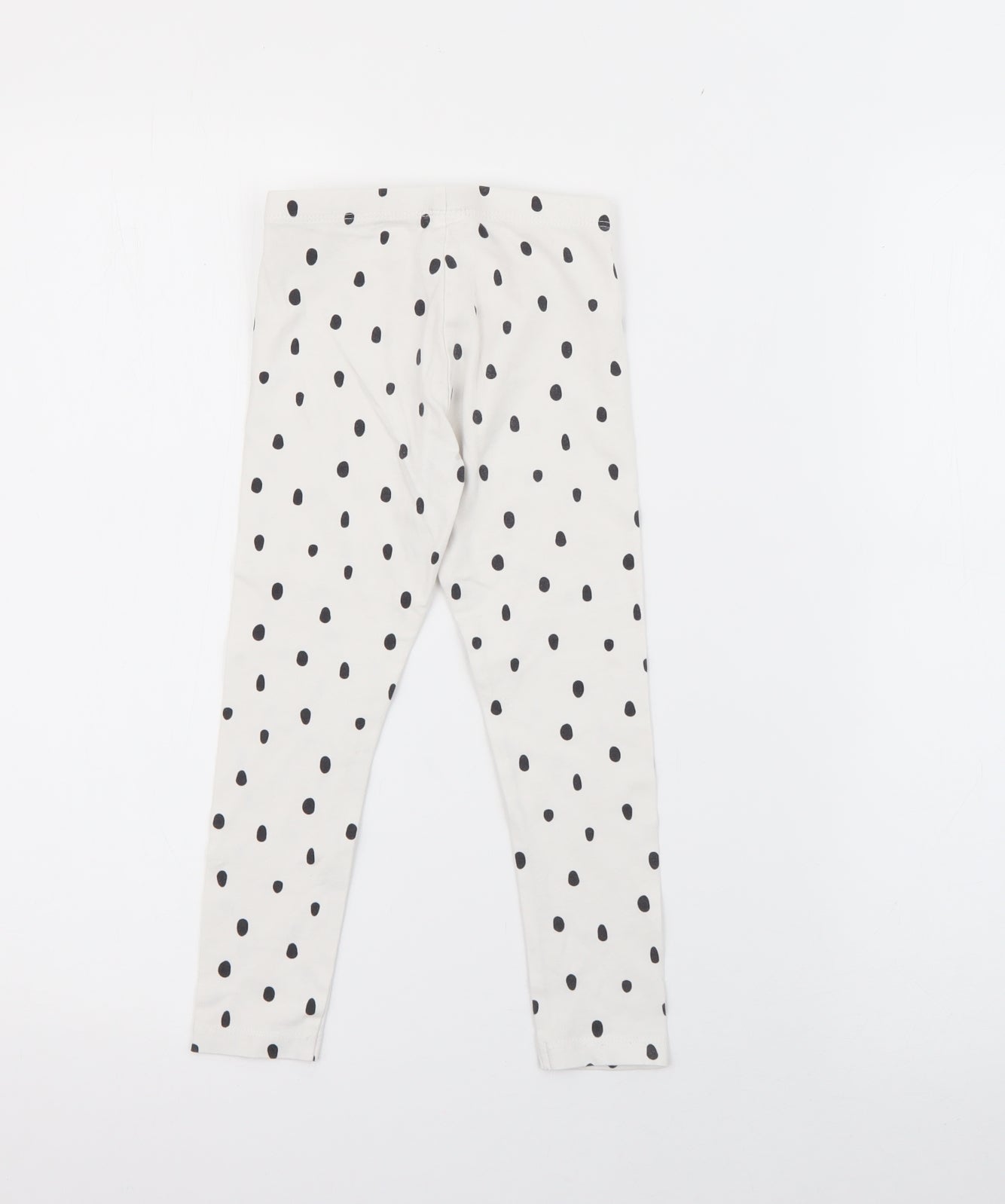 Dunnes Stores Girls White Polka Dot Cotton Pedal Pusher Trousers Size 3-4 Years  Regular
