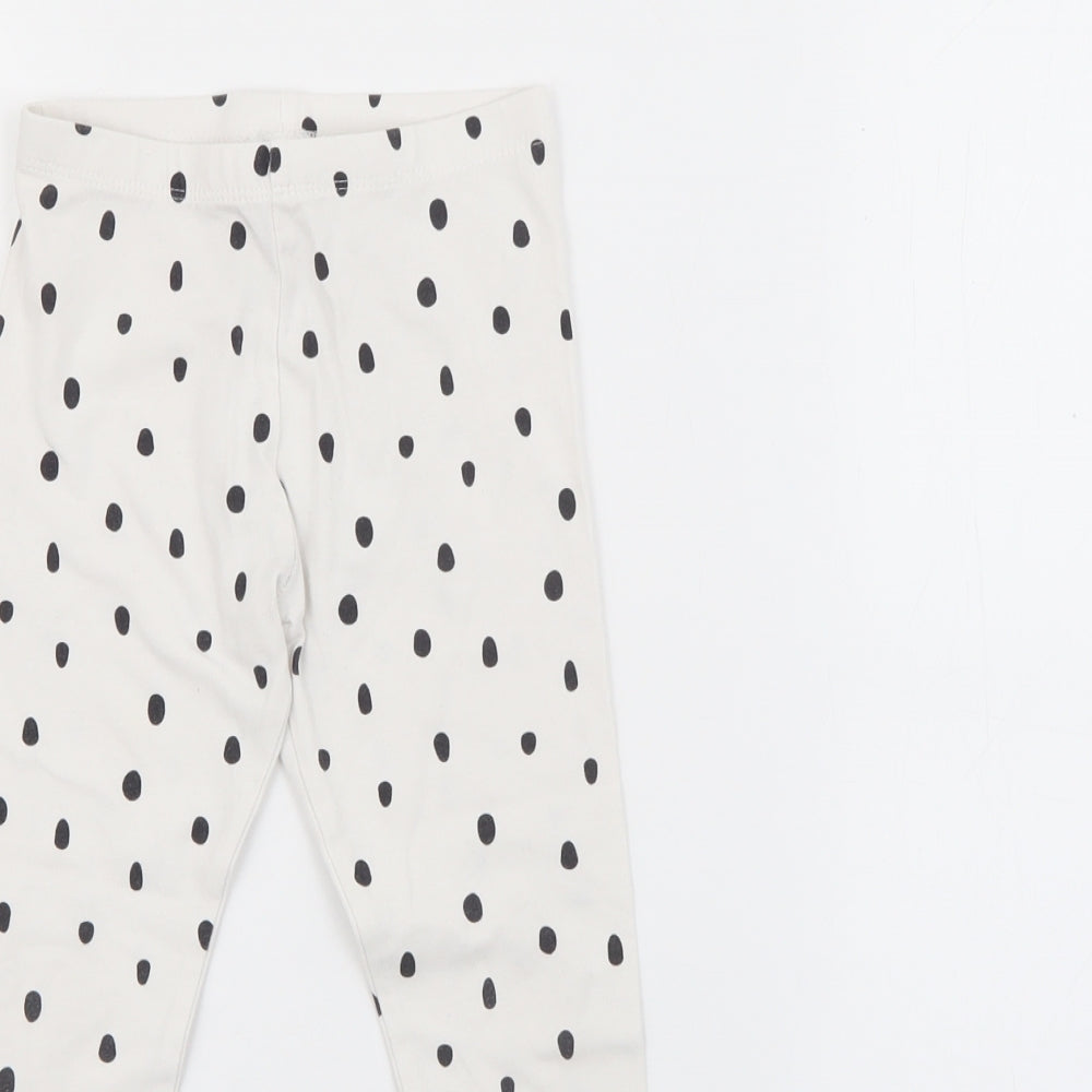 Dunnes Stores Girls White Polka Dot Cotton Pedal Pusher Trousers Size 3-4 Years  Regular