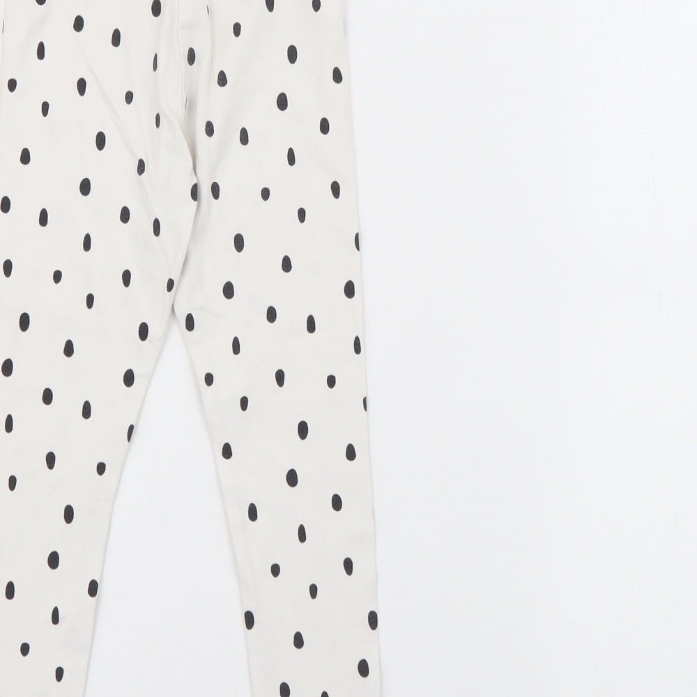 Dunnes Stores Girls White Polka Dot Cotton Pedal Pusher Trousers Size 3-4 Years  Regular