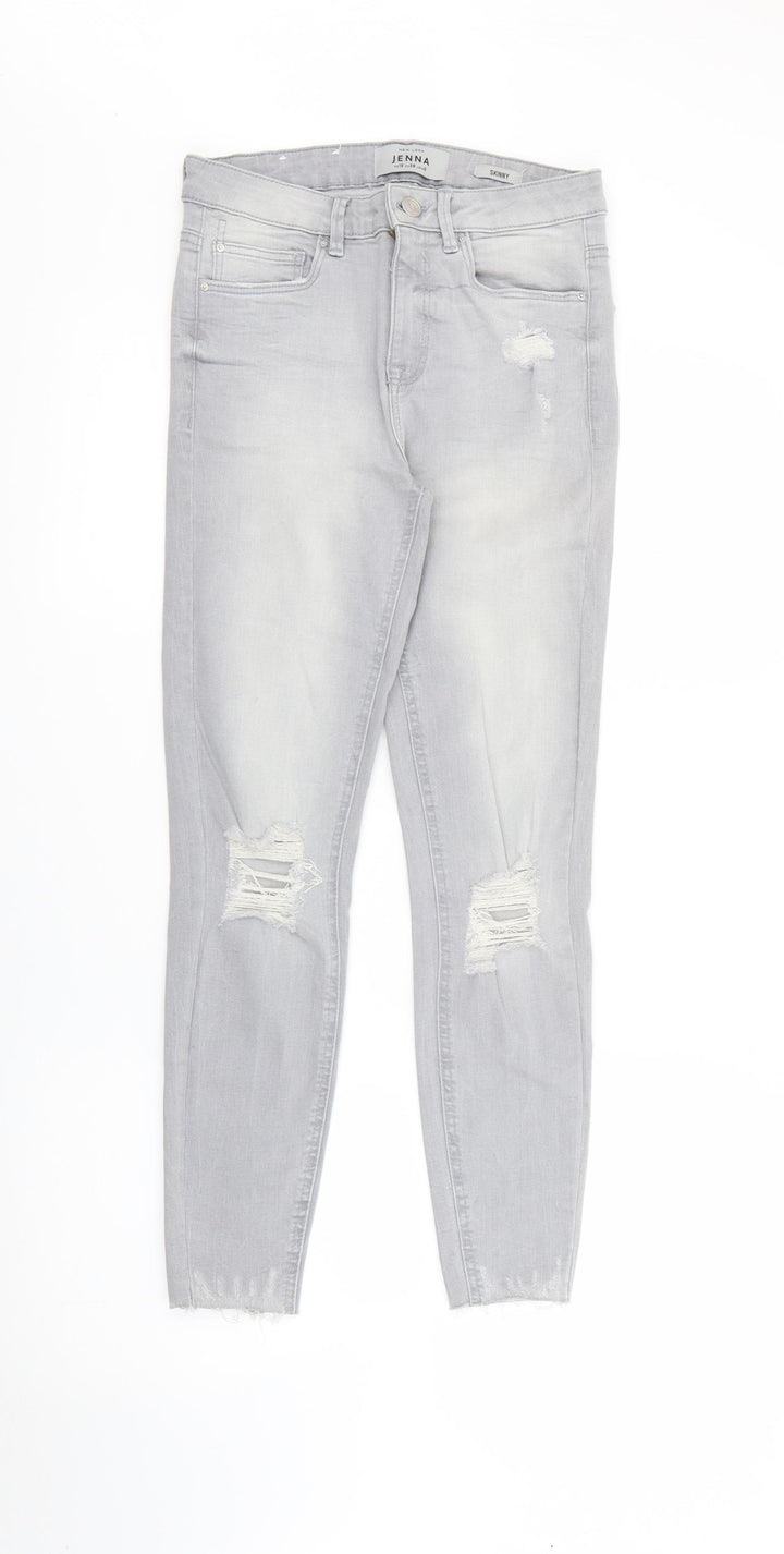 New Look Womens Grey Cotton Skinny Jeans Size 10 L26 in Regular Button