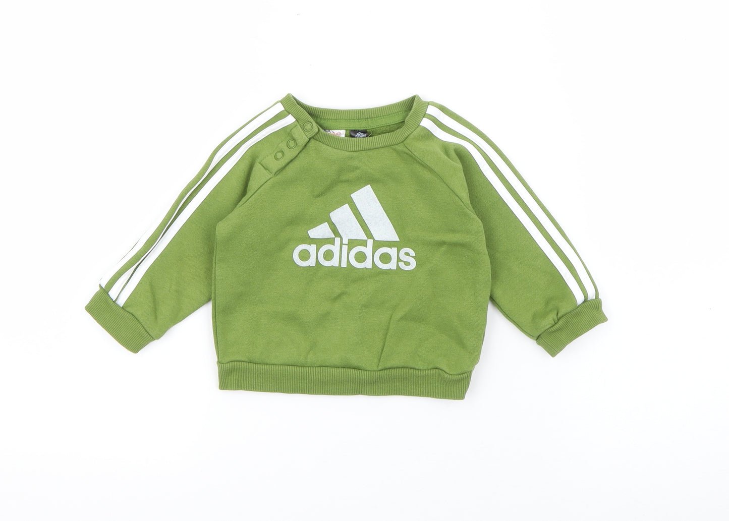 adidas Baby Green  Cotton Pullover Jumper Size 0-3 Months  Snap