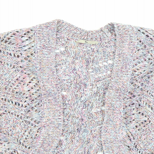 TU Womens Purple V-Neck  Cotton Cardigan Jumper Size 8