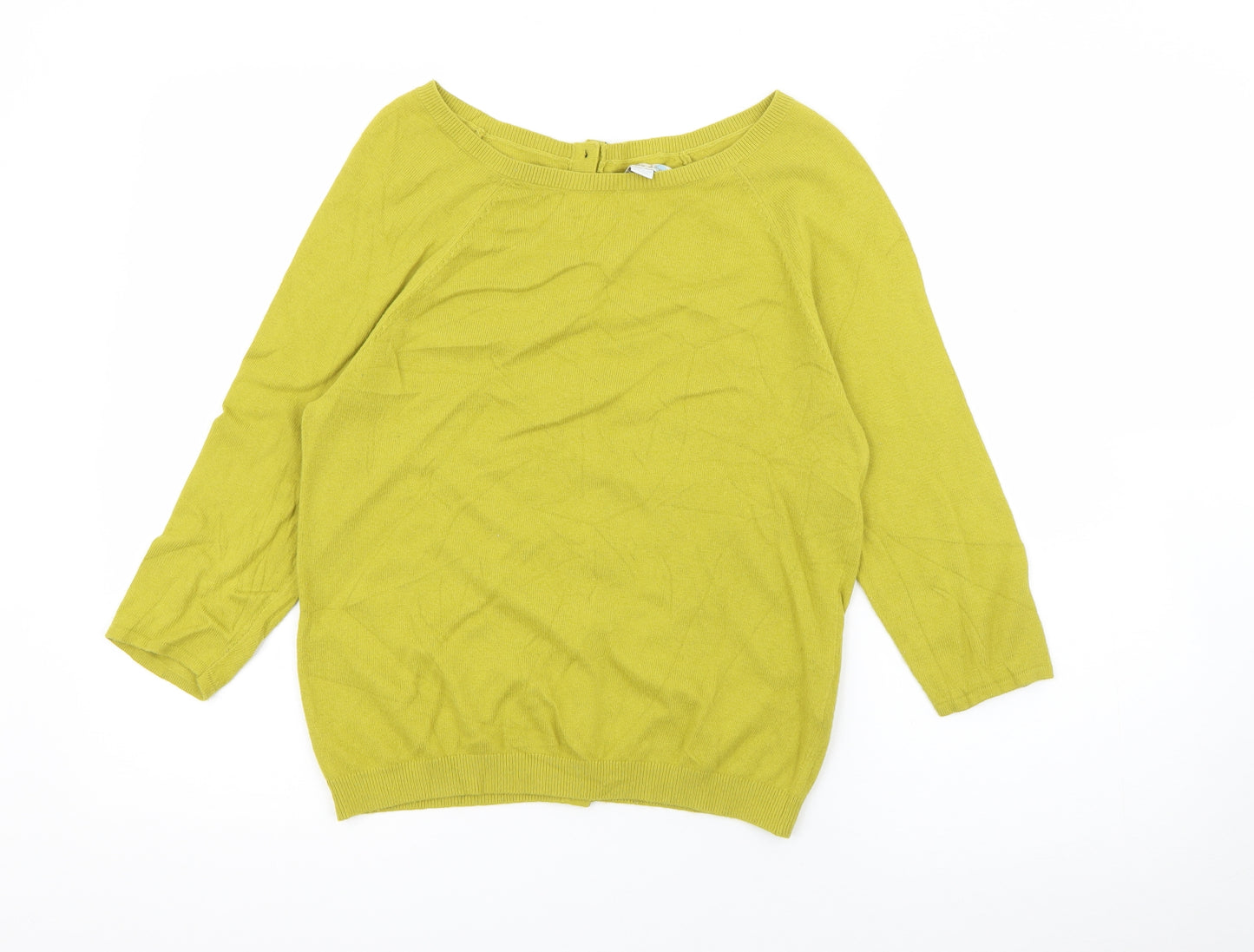Boden Womens Green Scoop Neck  Cotton Pullover Jumper Size 8