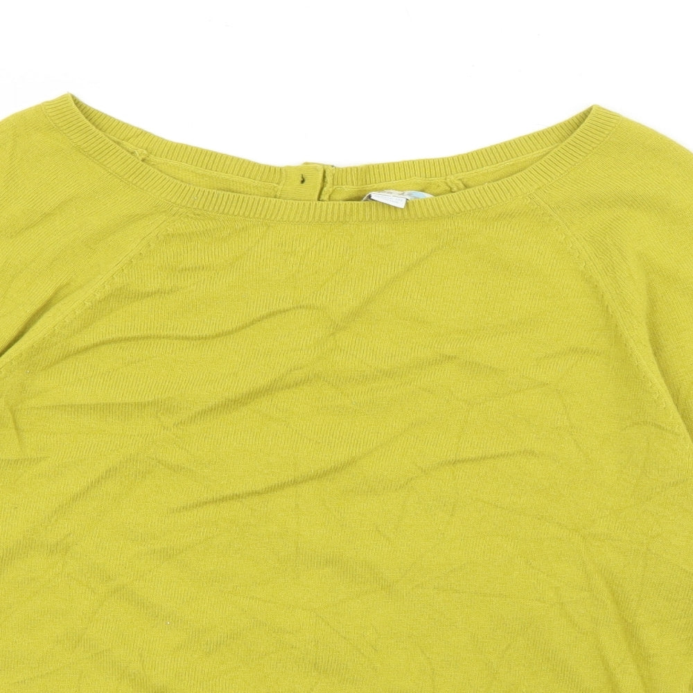 Boden Womens Green Scoop Neck  Cotton Pullover Jumper Size 8