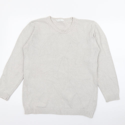 Marks and Spencer Womens Grey Crew Neck  Cotton Pullover Jumper Size 10