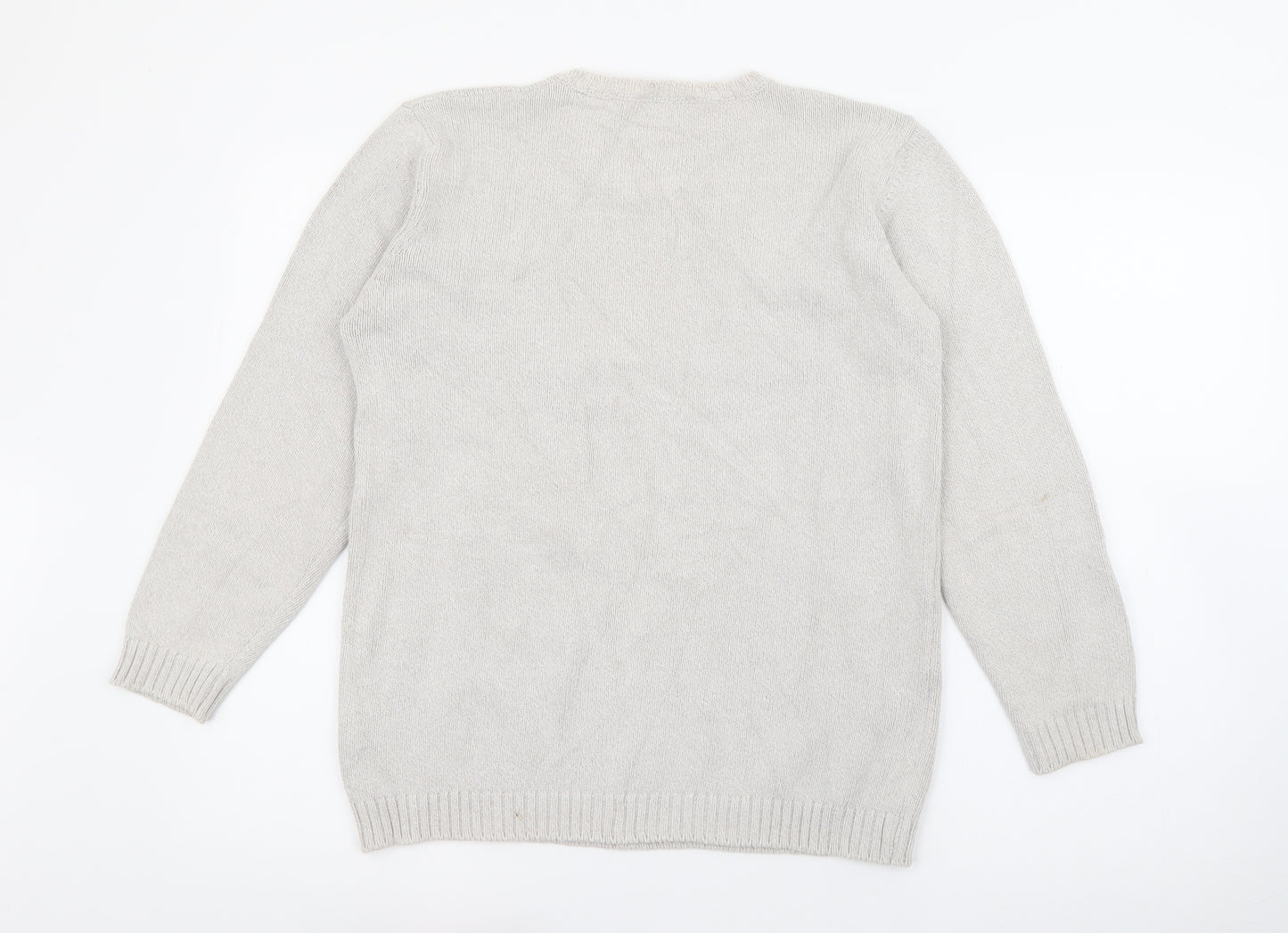 Marks and Spencer Womens Grey Crew Neck  Cotton Pullover Jumper Size 10