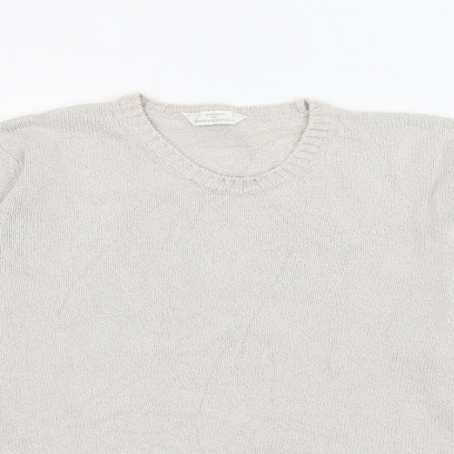 Marks and Spencer Womens Grey Crew Neck  Cotton Pullover Jumper Size 10