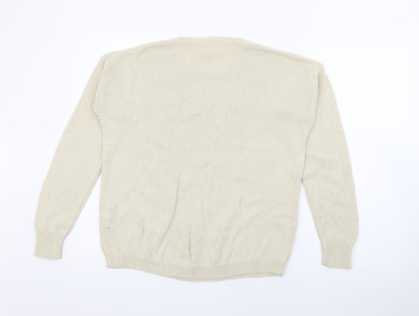NEXT Womens Ivory Crew Neck Fair Isle Acrylic Pullover Jumper Size 8