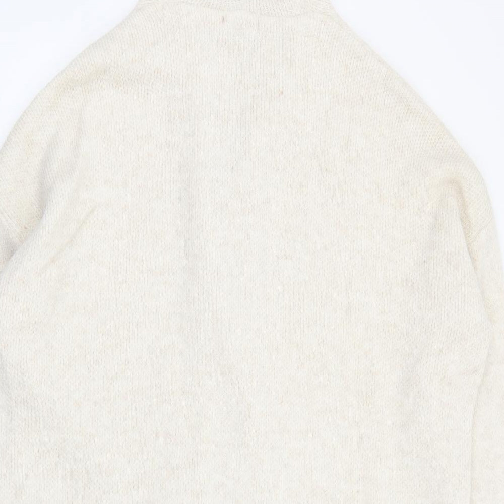 TU Womens Ivory Round Neck  Acrylic Cardigan Jumper Size XL