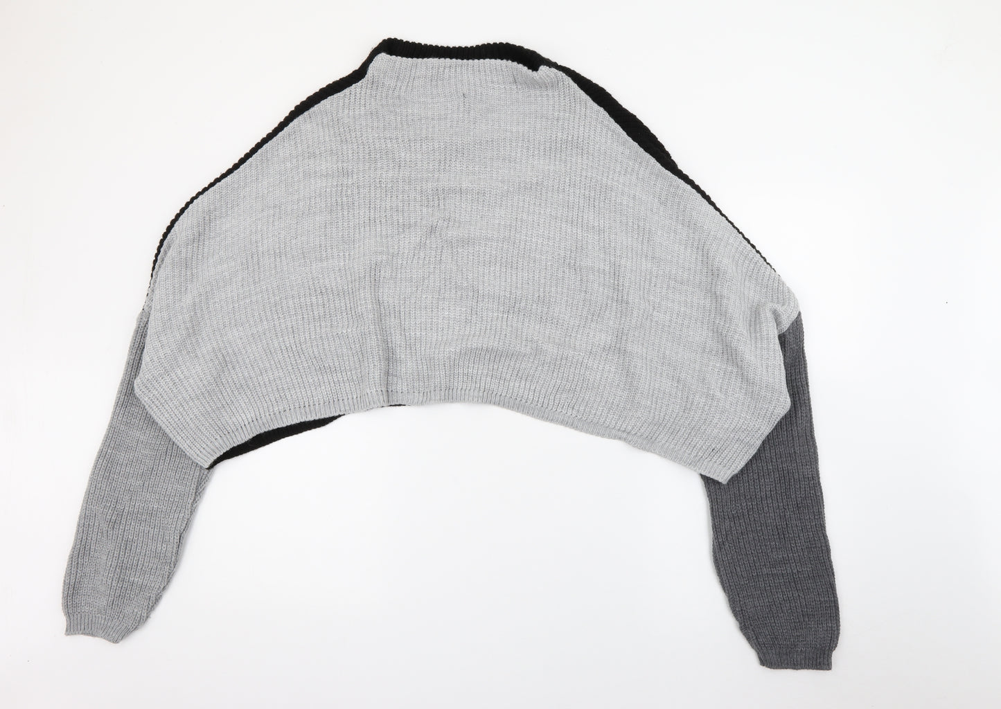 PRETTYLITTLETHING Womens Grey High Neck  Acrylic Pullover Jumper Size S