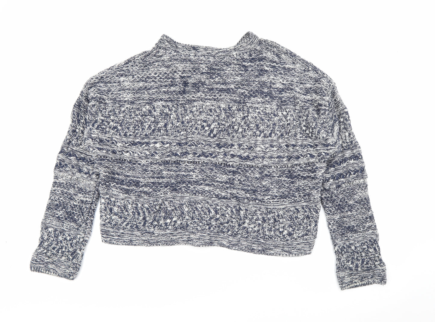 Marks and Spencer Womens Blue Crew Neck  Cotton Cardigan Jumper Size L