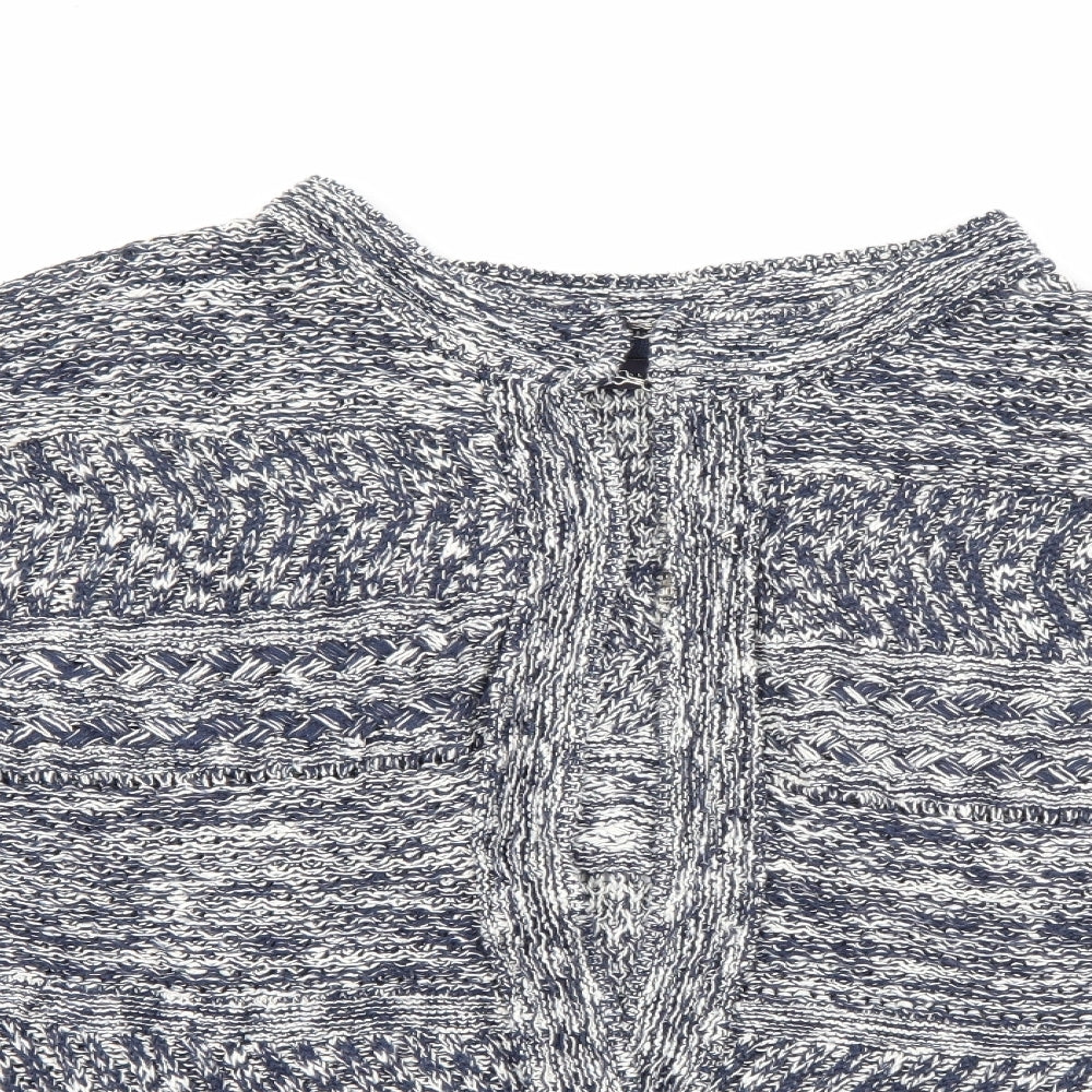Marks and Spencer Womens Blue Crew Neck  Cotton Cardigan Jumper Size L
