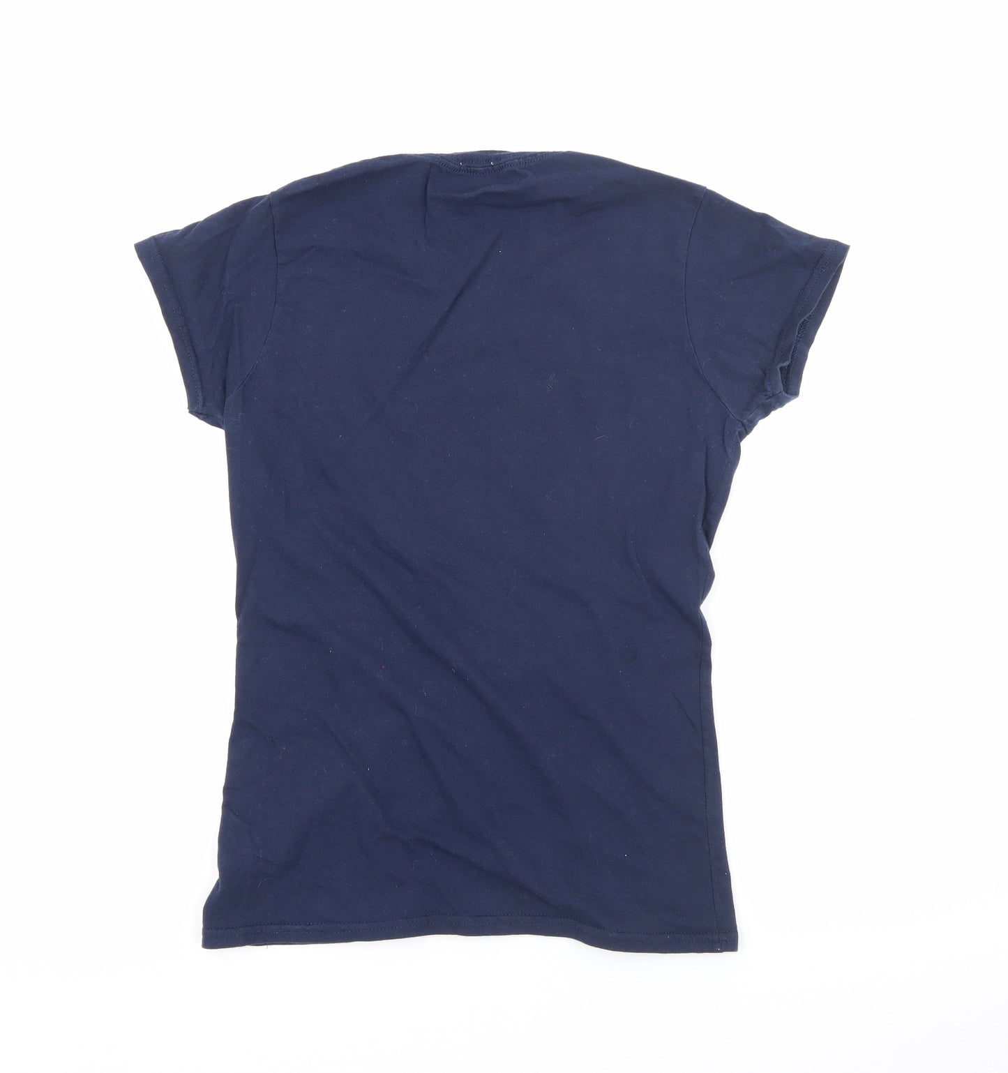 River Island Womens Blue  Cotton Basic T-Shirt Size 8 Crew Neck - Bee