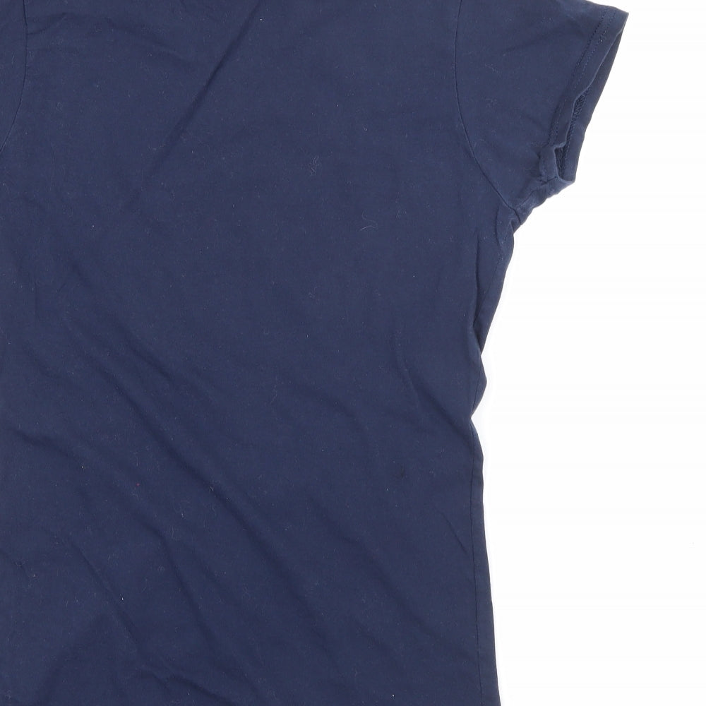 River Island Womens Blue  Cotton Basic T-Shirt Size 8 Crew Neck - Bee