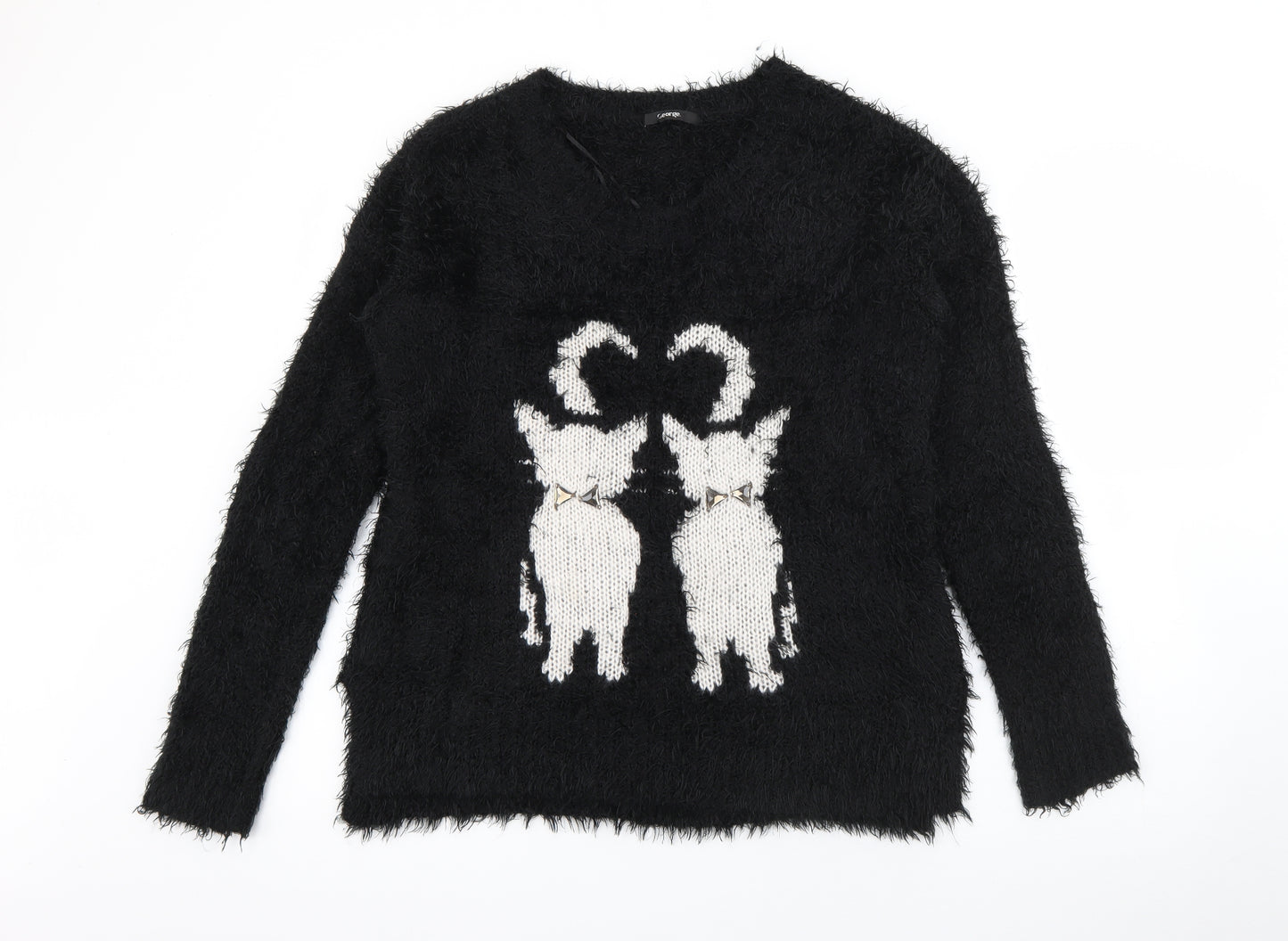 George Womens Black Round Neck  Polyester Pullover Jumper Size 14   - Cat