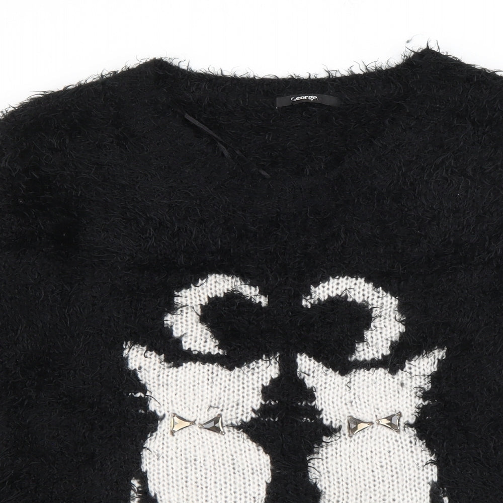 George Womens Black Round Neck  Polyester Pullover Jumper Size 14   - Cat