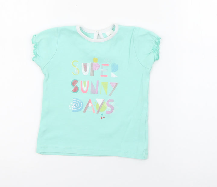 Baby Club Baby Blue  Cotton Pullover T-Shirt Size 18-24 Months Crew Neck Button - Super Sunny Days