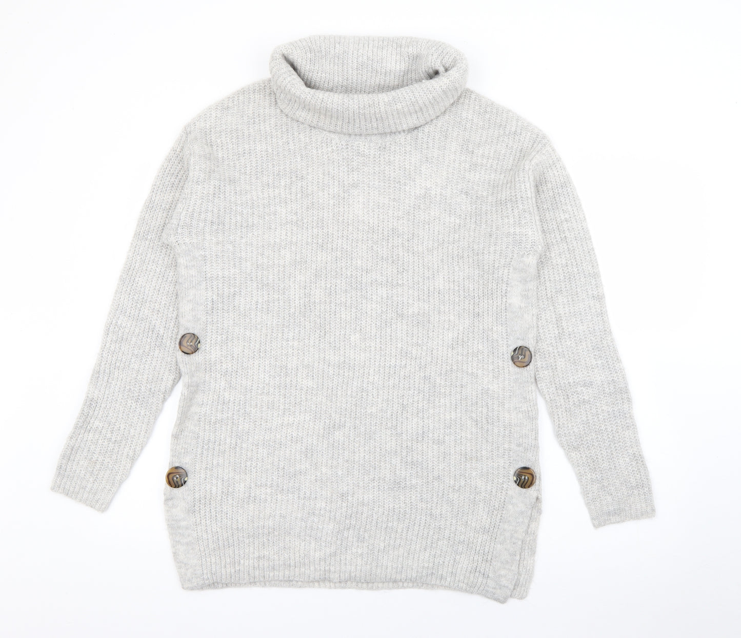 TU Womens Grey Roll Neck  Acrylic Pullover Jumper Size S