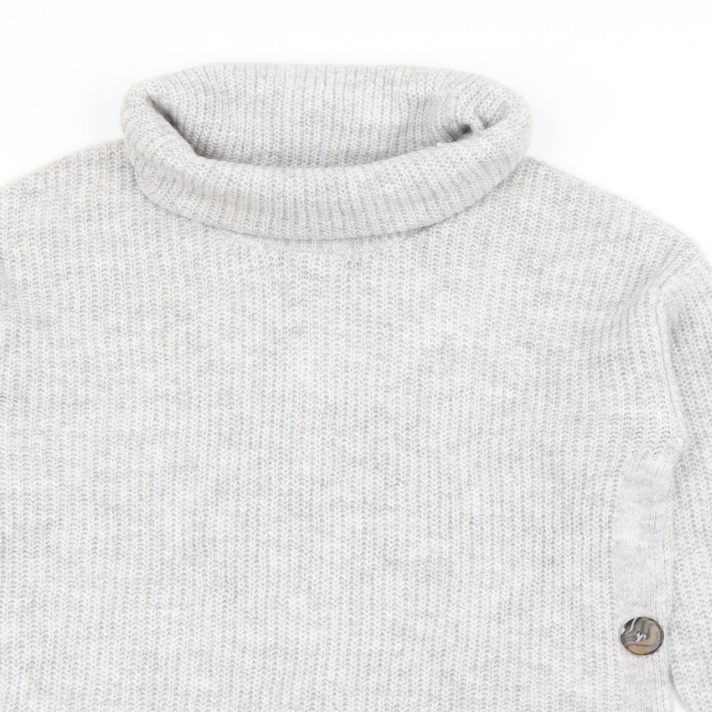 TU Womens Grey Roll Neck  Acrylic Pullover Jumper Size S