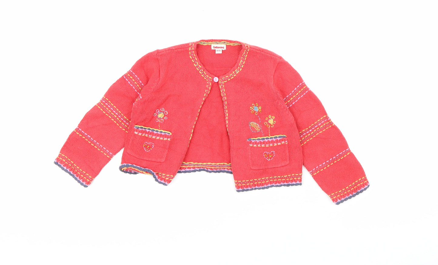 Catinini Girls Red Round Neck  Cotton Cardigan Jumper Size 3 Years  Button