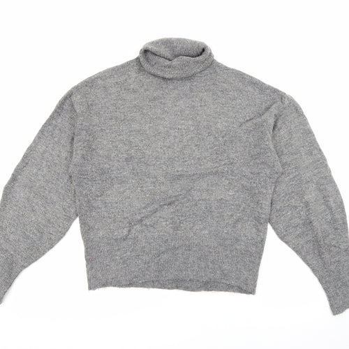 H&M Womens Grey Roll Neck  Acrylic Pullover Jumper Size XS