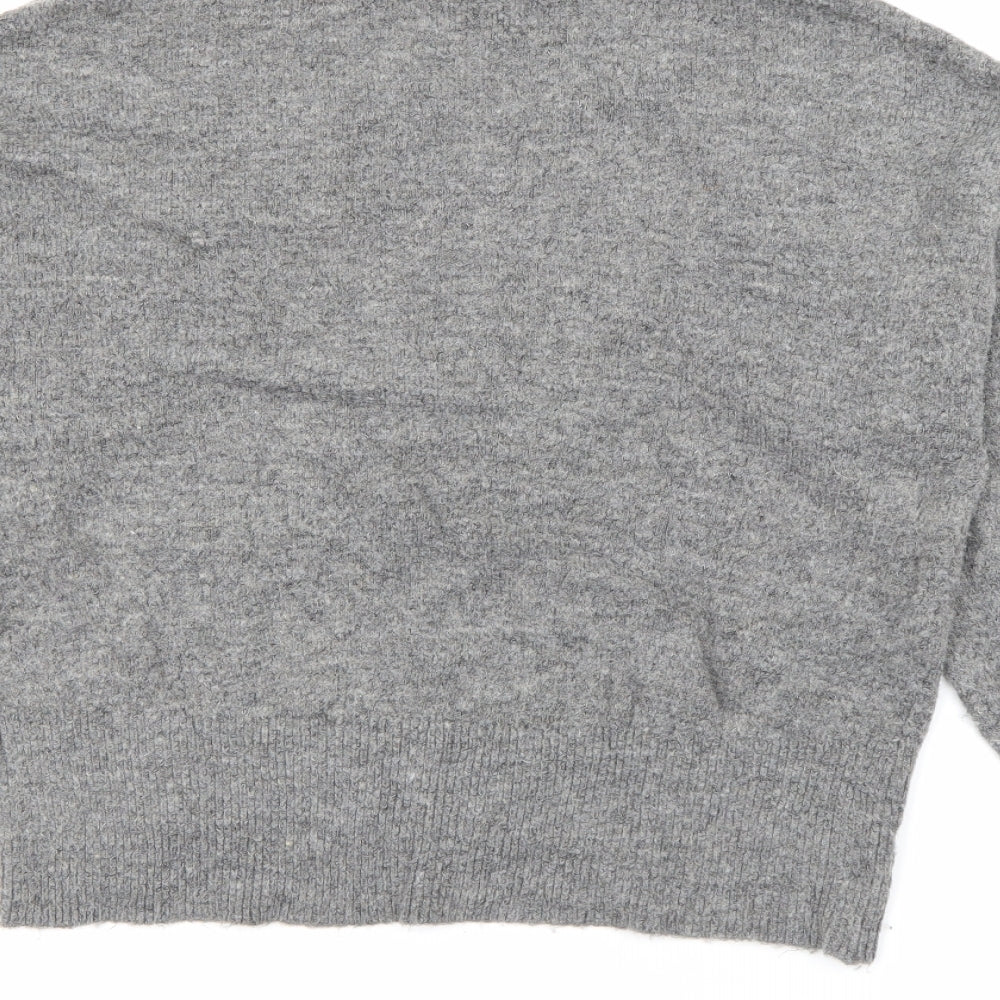 H&M Womens Grey Roll Neck  Acrylic Pullover Jumper Size XS
