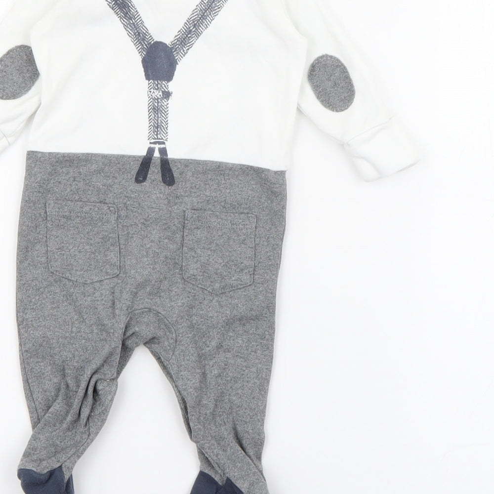 NEXT Baby Grey  Cotton Babygrow One-Piece Size 0-3 Months  Snap