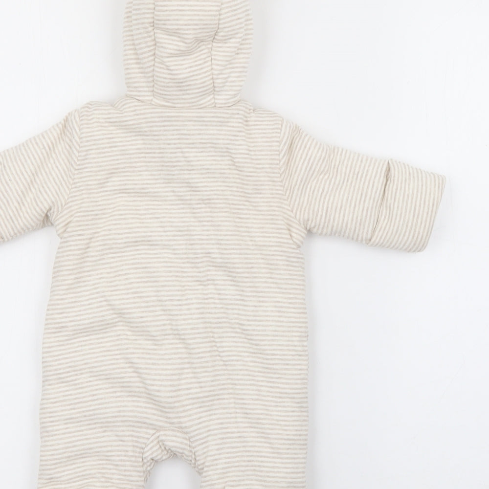 George Baby White Striped  Overcoat Snowsuit Size Newborn   Zip - Dumbo