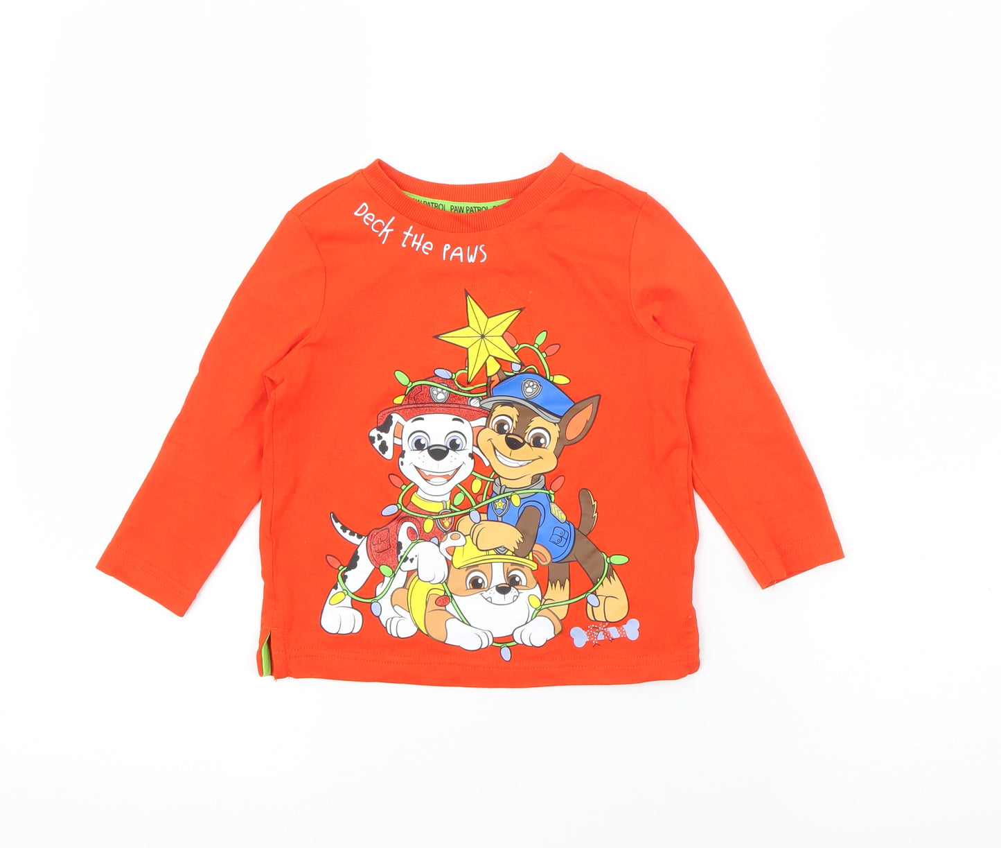 F&F Baby Red  Cotton Pullover T-Shirt Size 18-24 Months Crew Neck  - Paw Patrol Christmas