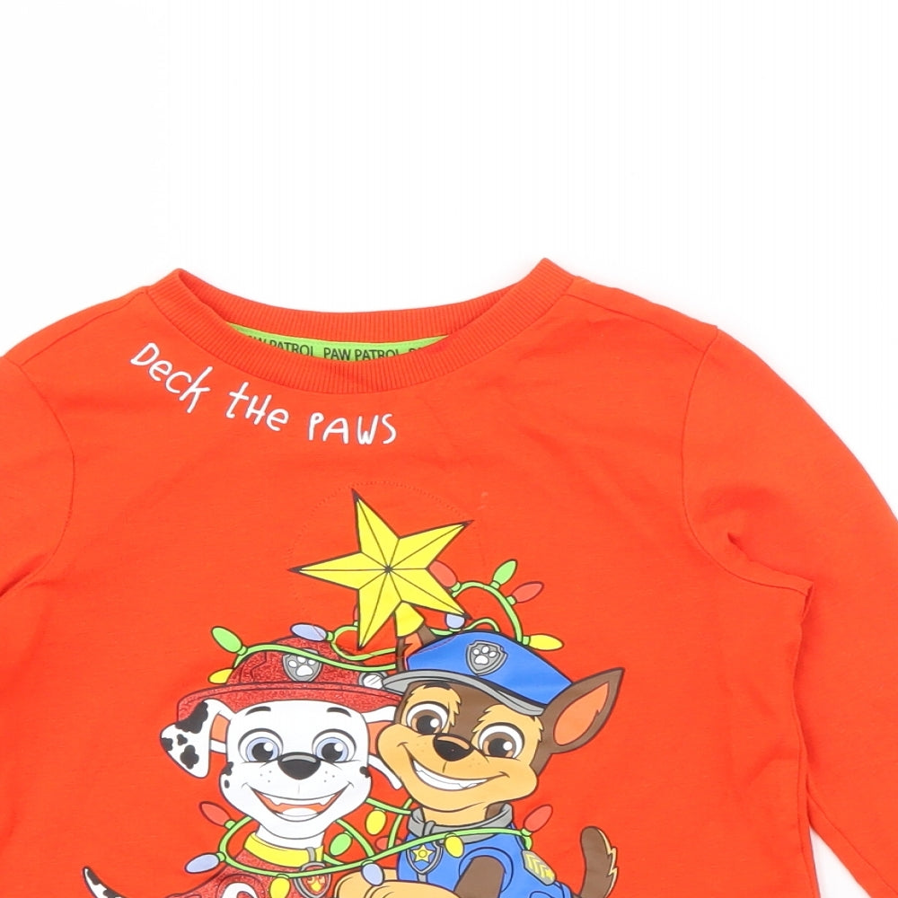 F&F Baby Red  Cotton Pullover T-Shirt Size 18-24 Months Crew Neck  - Paw Patrol Christmas