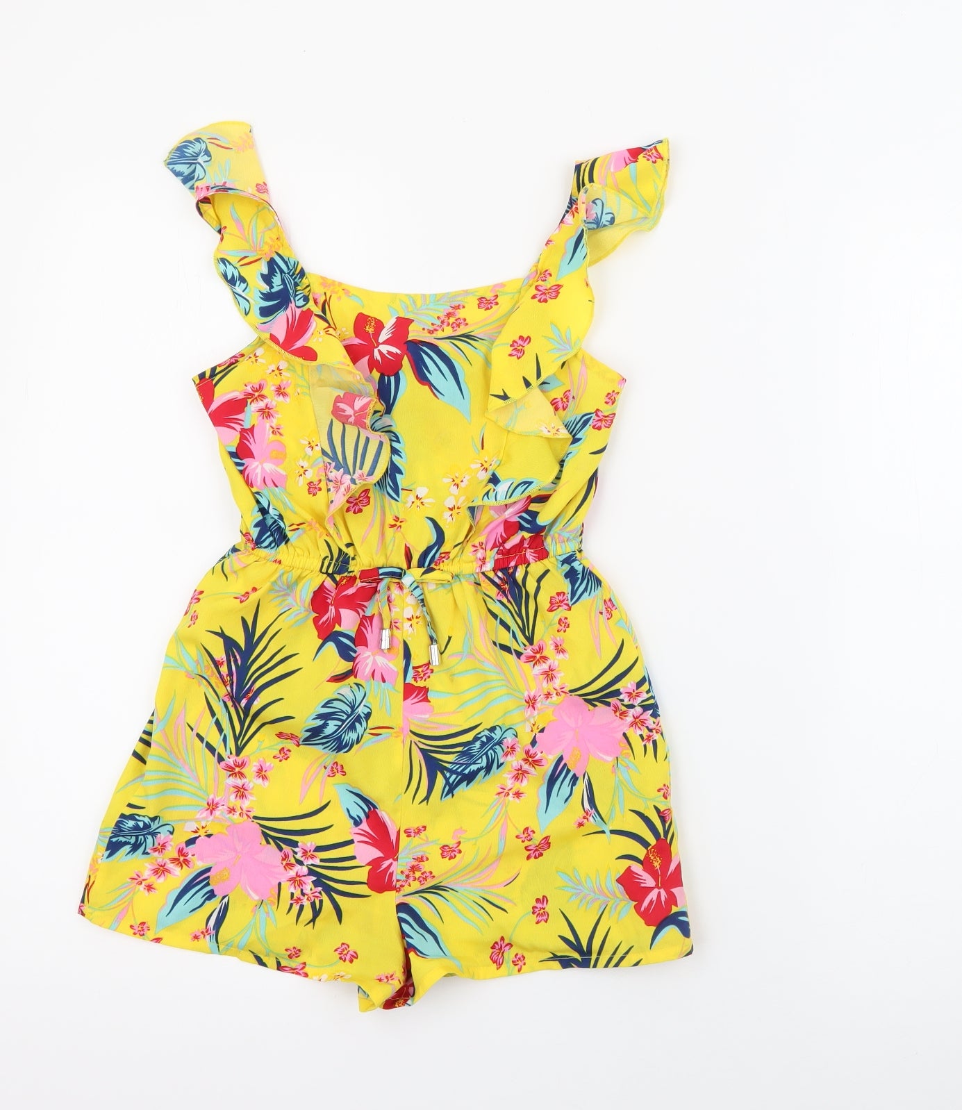 Primark Girls Yellow Floral Polyester Playsuit One-Piece Size 8-9 Years