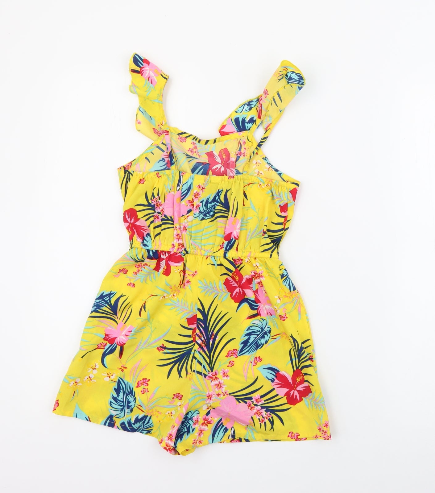 Primark Girls Yellow Floral Polyester Playsuit One-Piece Size 8-9 Years
