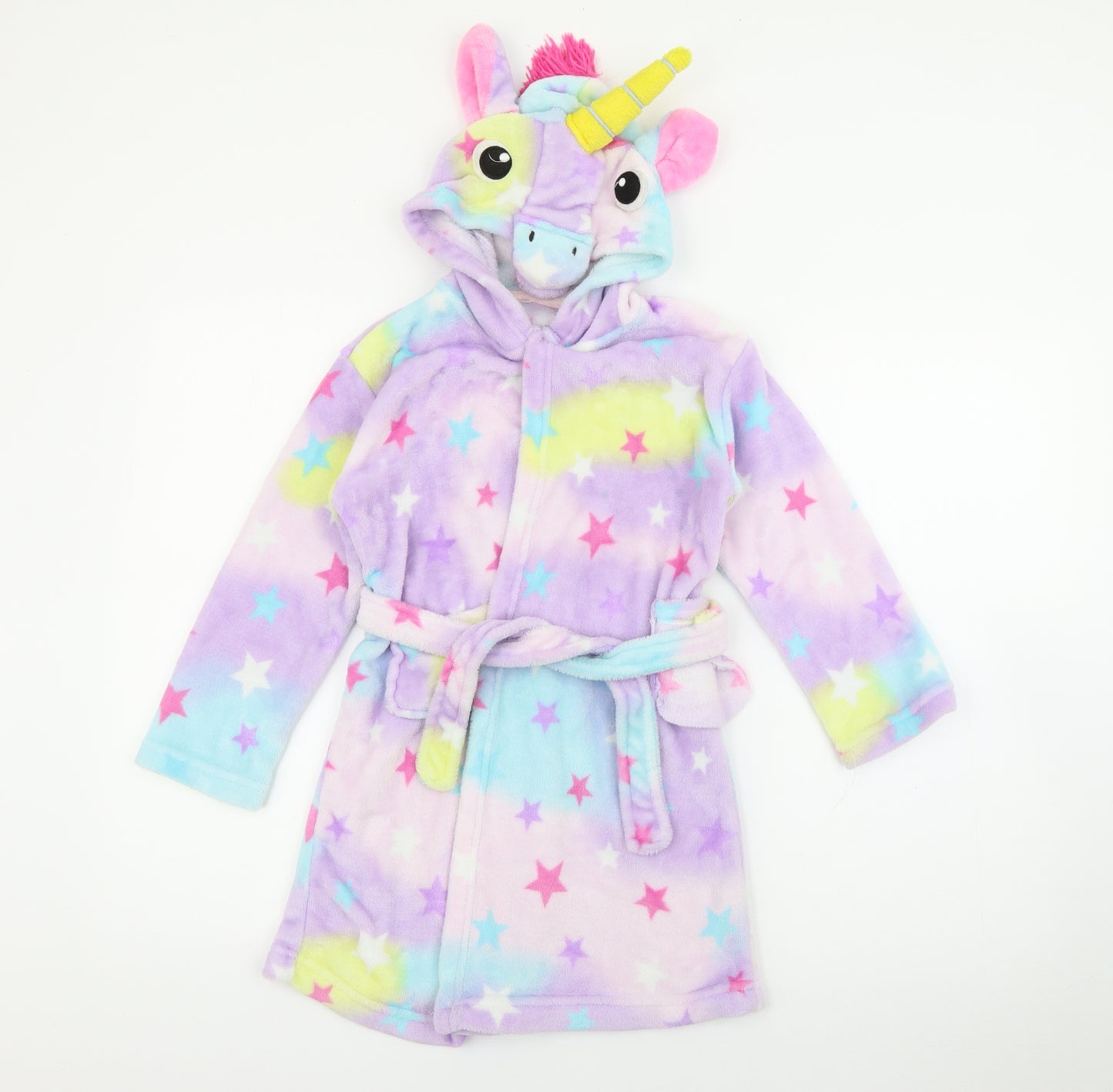 Preworn Girls Multicoloured  Polyester Top Robe Size 8 Years  Tie - Unicorn