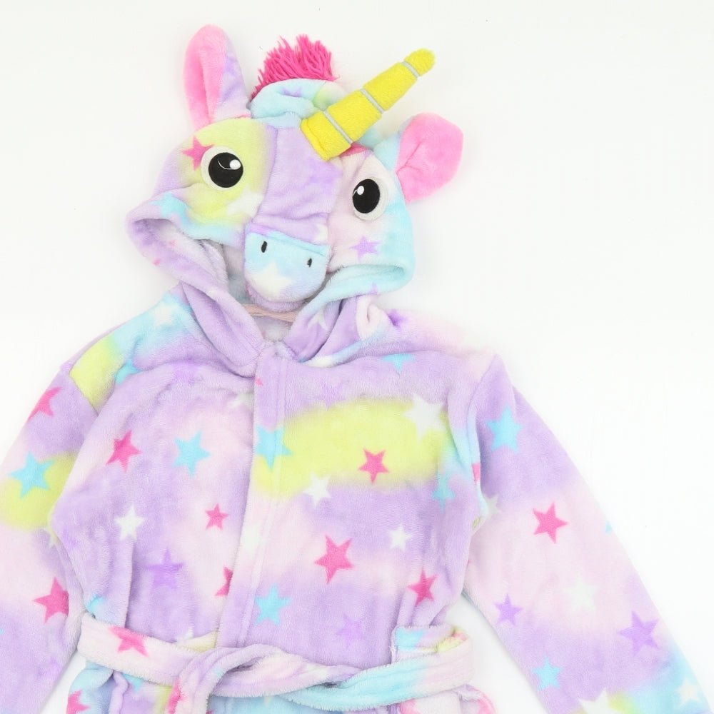 Preworn Girls Multicoloured  Polyester Top Robe Size 8 Years  Tie - Unicorn