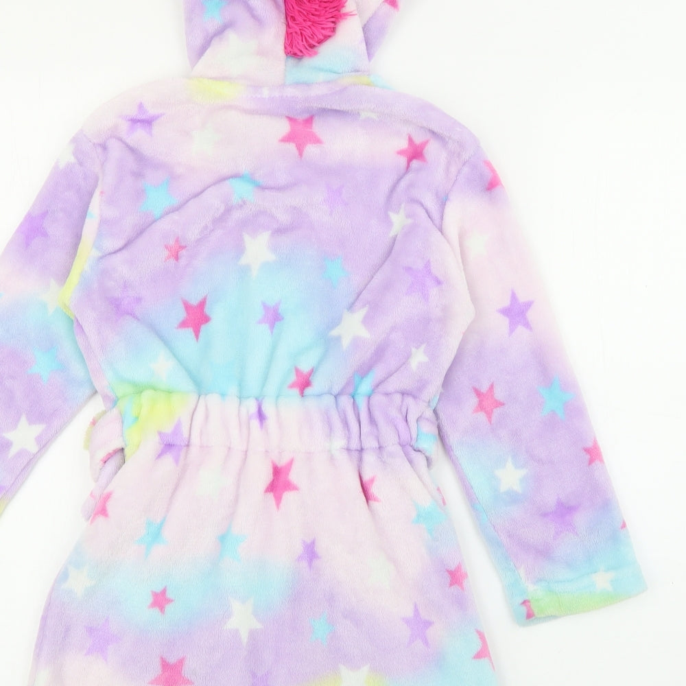 Preworn Girls Multicoloured  Polyester Top Robe Size 8 Years  Tie - Unicorn