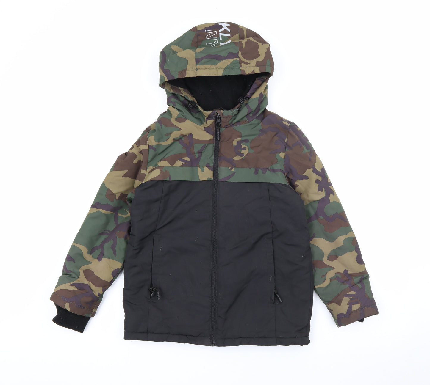 Primark Boys Black Camouflage  Rain Coat Coat Size 10-11 Years  Zip