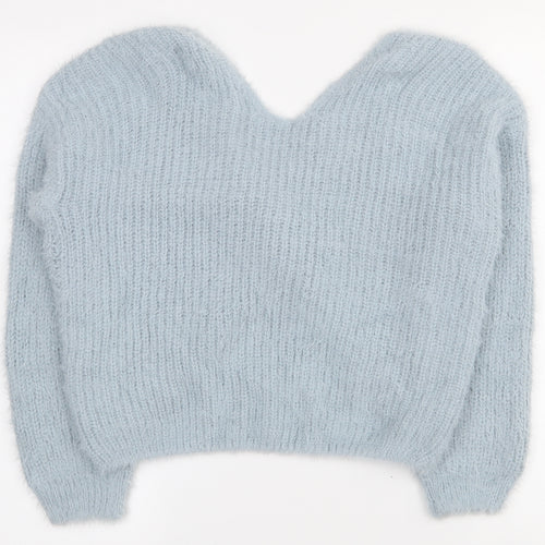 New Look Girls Blue V-Neck  Polyamide Pullover Jumper Size 10-11 Years  Pullover