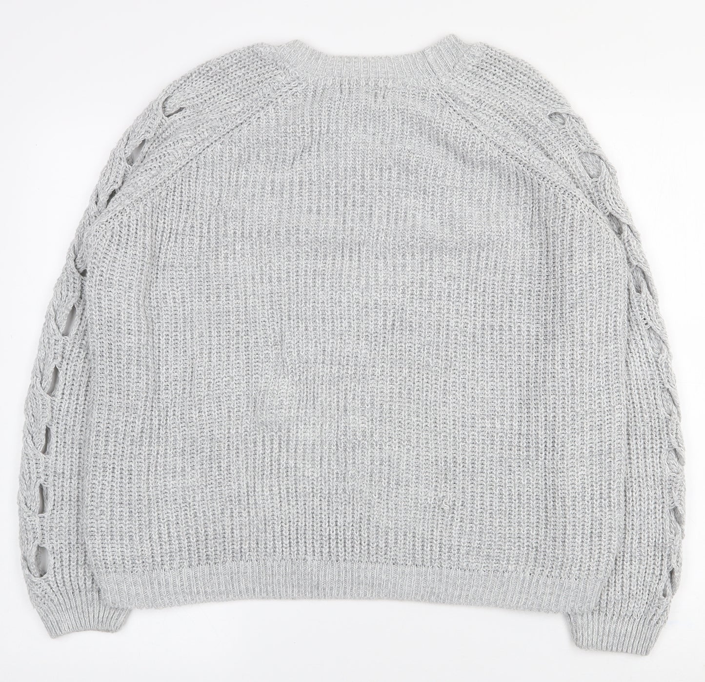F&F Womens Grey Crew Neck  Acrylic Pullover Jumper Size 10