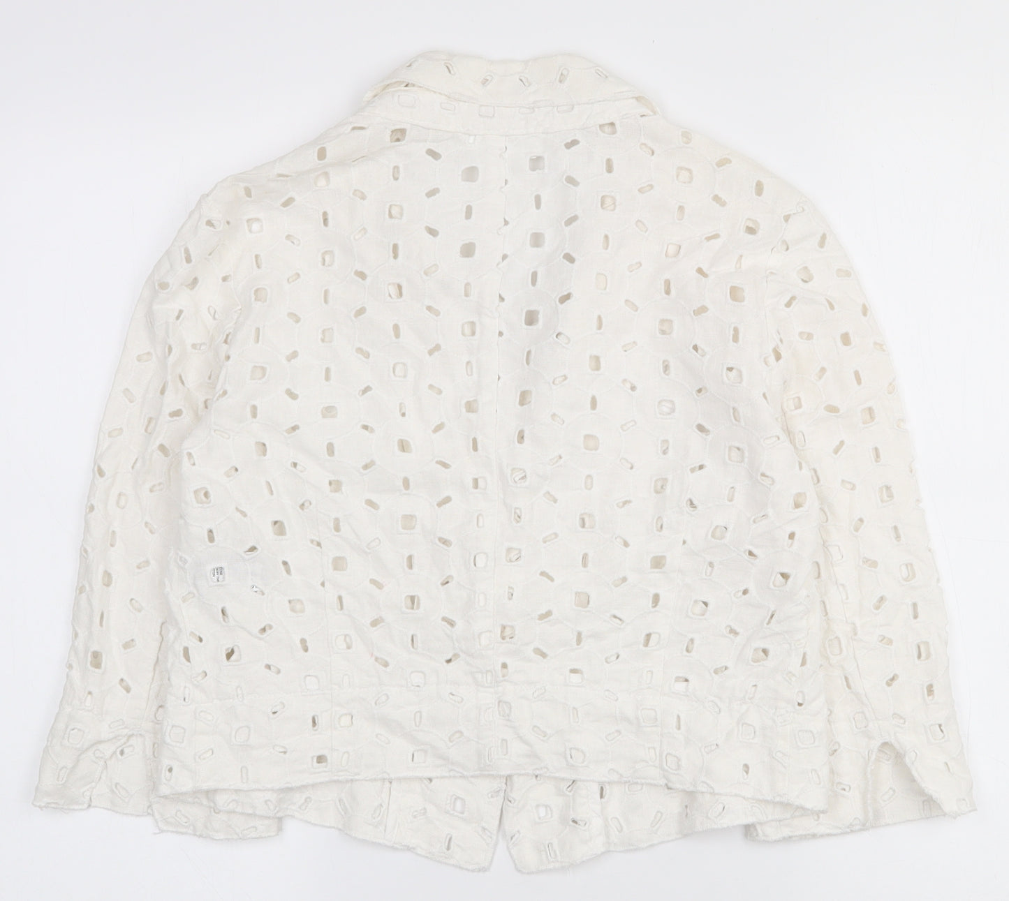 Marks and Spencer Womens White  Linen Basic Blouse Size 10 Collared