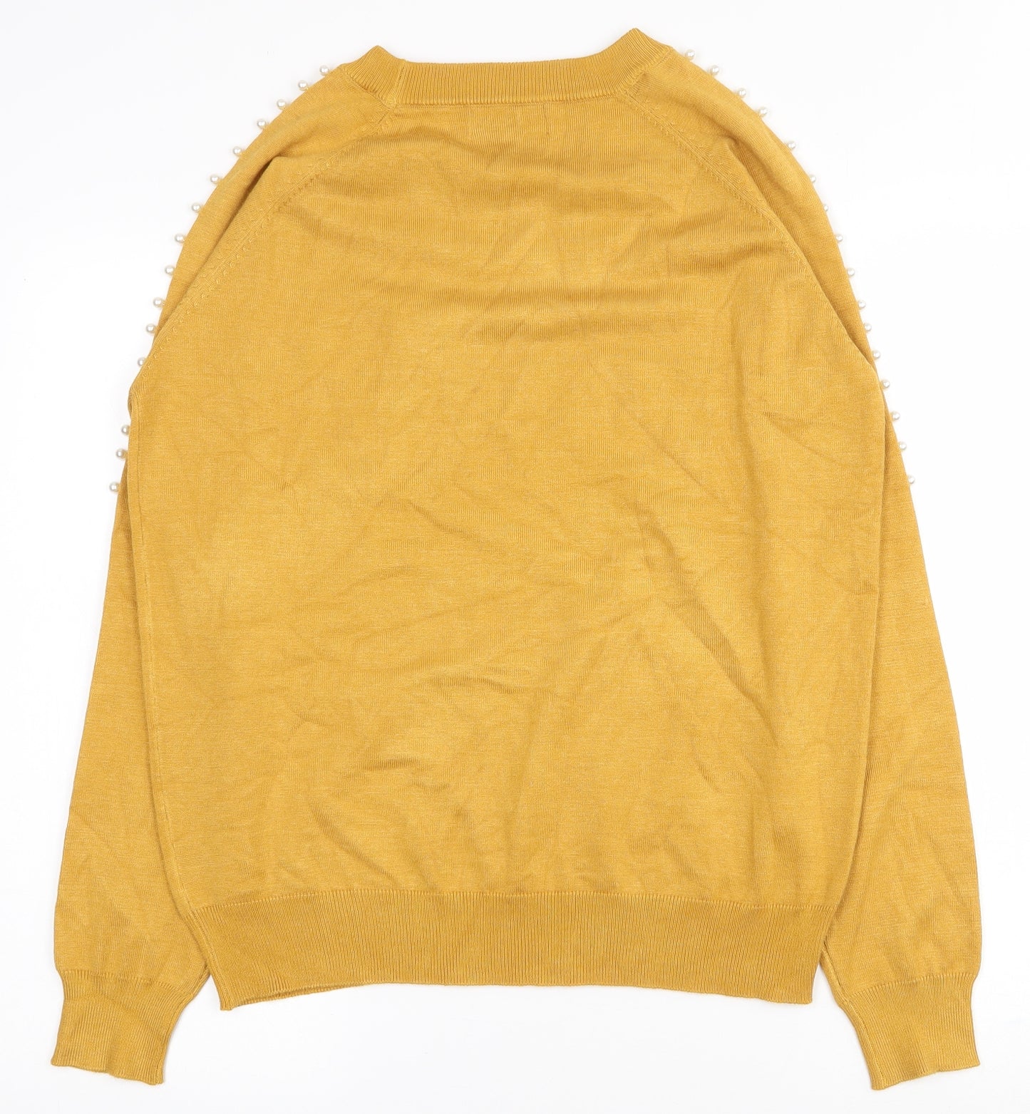 PARAMOUR Womens Yellow Round Neck  Viscose Pullover Jumper Size L