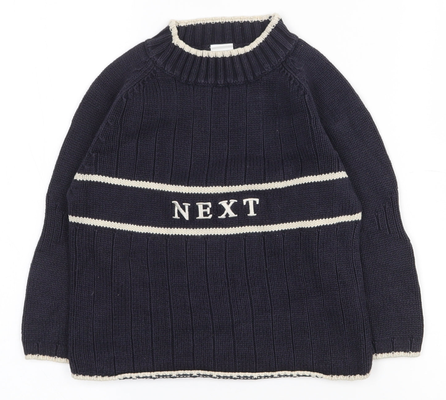NEXT Boys Blue High Neck  100% Cotton Pullover Jumper Size 2-3 Years  Pullover