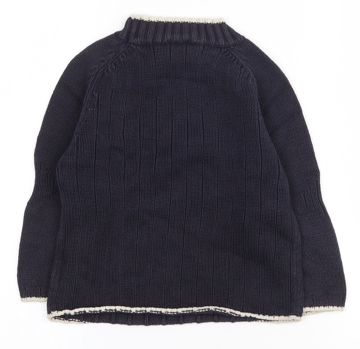 NEXT Boys Blue High Neck  100% Cotton Pullover Jumper Size 2-3 Years  Pullover