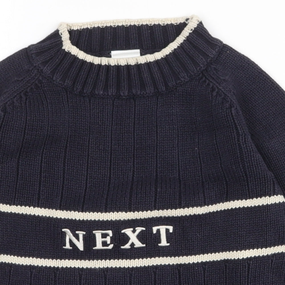NEXT Boys Blue High Neck  100% Cotton Pullover Jumper Size 2-3 Years  Pullover