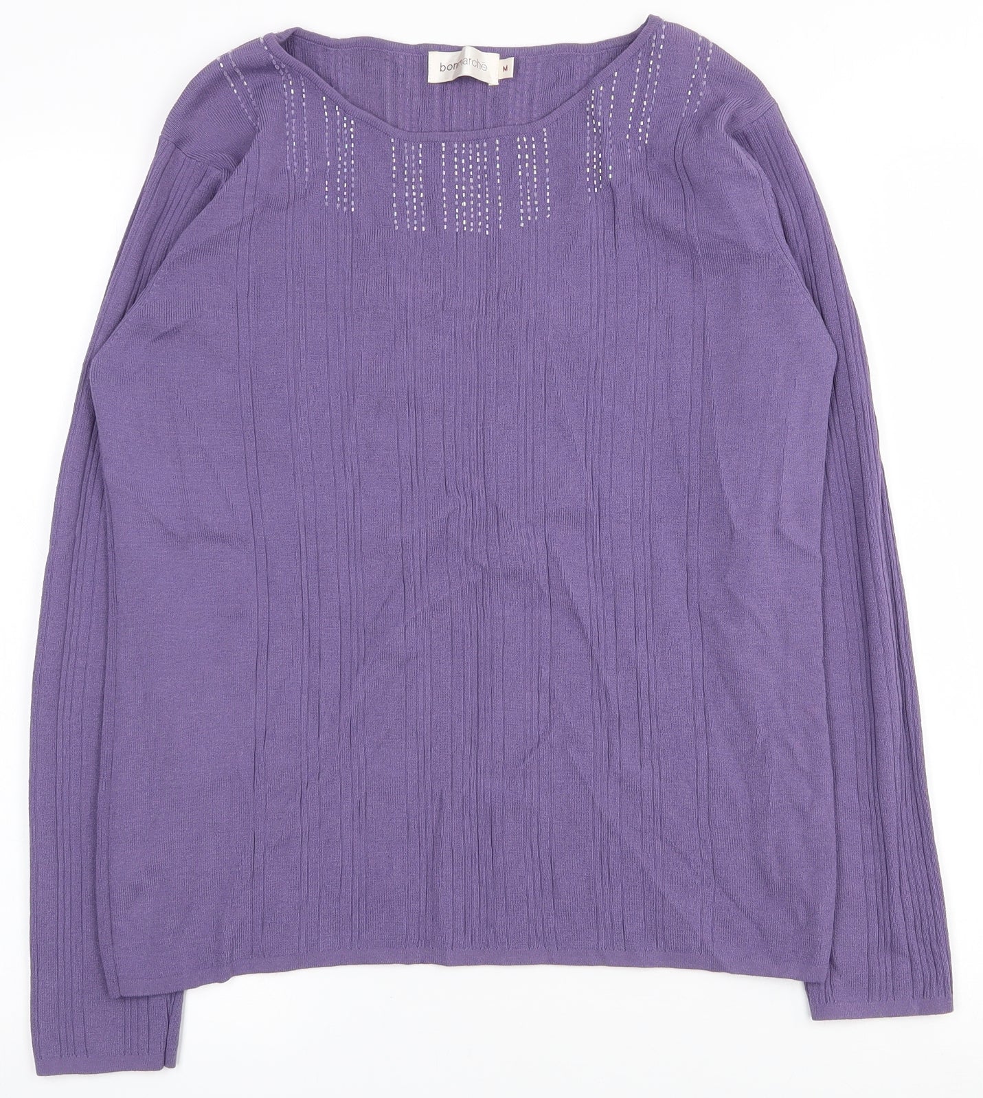 Bonmarché Womens Purple Round Neck  Viscose Pullover Jumper Size M