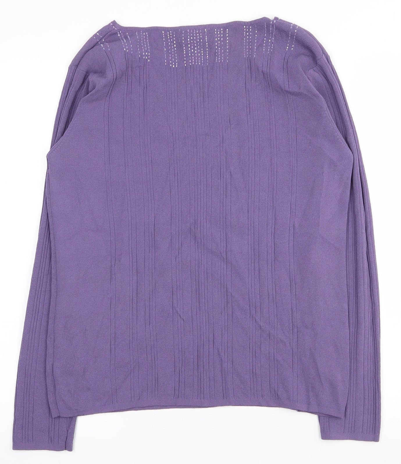 Bonmarché Womens Purple Round Neck  Viscose Pullover Jumper Size M