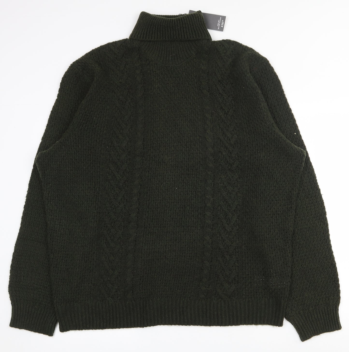 Marks and Spencer Mens Green Roll Neck  Polyester Pullover Jumper Size 2XL