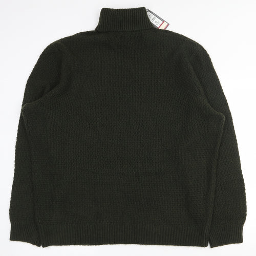 Marks and Spencer Mens Green Roll Neck  Polyester Pullover Jumper Size 2XL